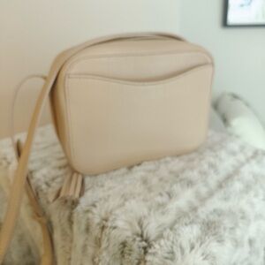 Cuyana pale pink leather camera bag crossbody